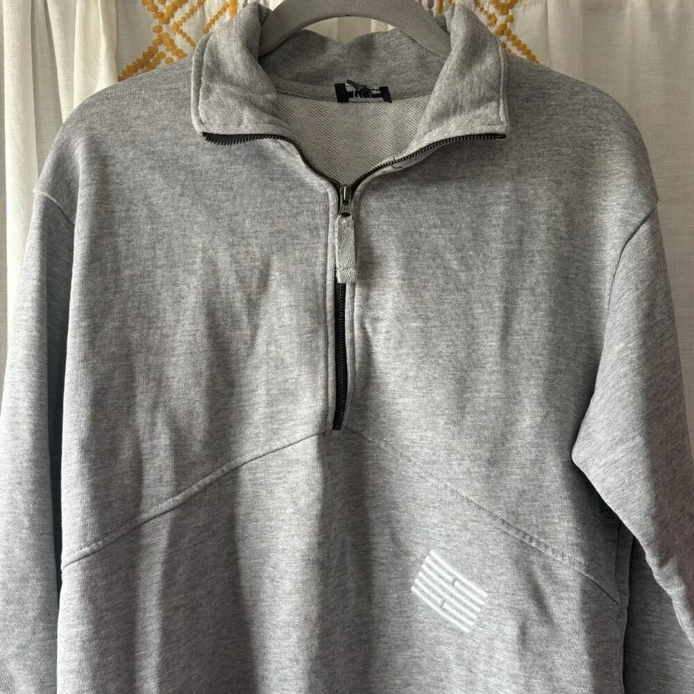 Billebeino Grey Half Zip Brick Sweatshirt (Size S) Drawstring Hem Pullover FW22